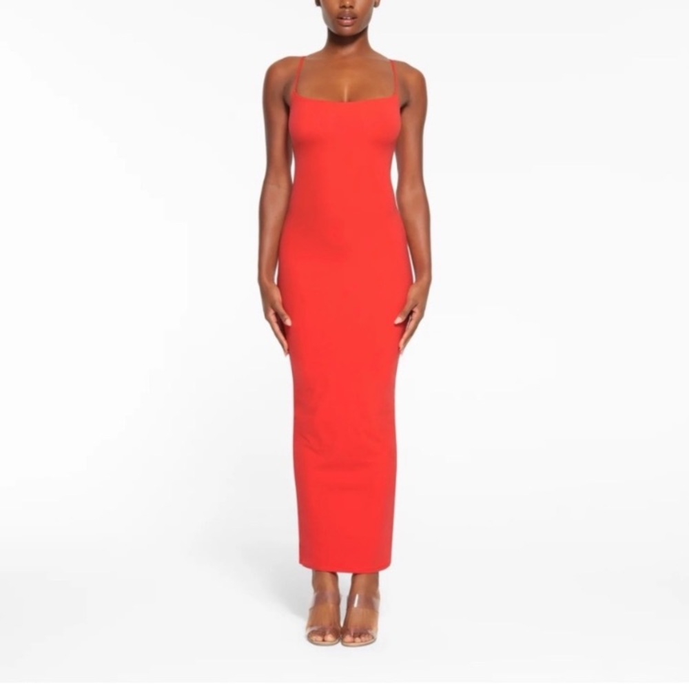 SKIMS Red Slim Maxi Dress